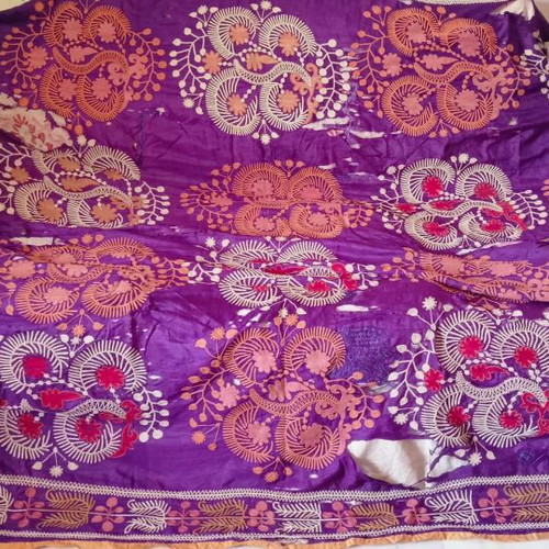 Silk Suzani from Uzbekistan used, antique with cotton lining