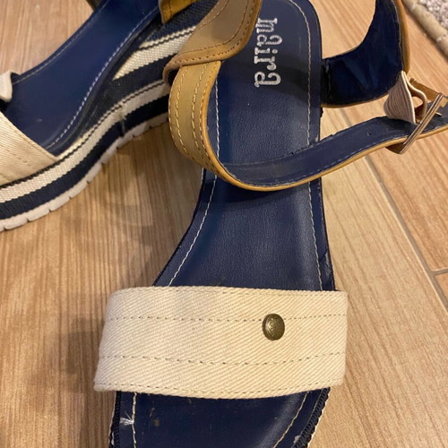 Platform sandals size 39 like new, beige and blue A To Z Greek