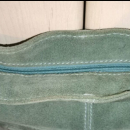 Accessorize shoulder bag used, petrol genuine suede leather