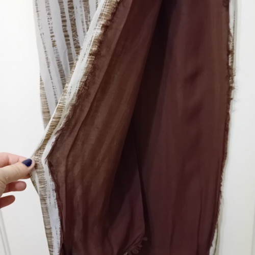 Achilleas Woven Scarf new, reversible with fringes, beige and brown