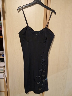 Rinascimento black dress with black stones like new, size M