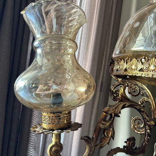 Vintage baroque floor lamp used, 1.46 m tall, three arms