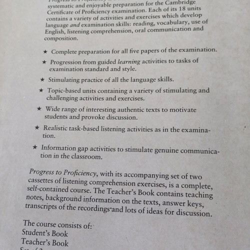 Progress to Proficiency Student’s Book by Leo Jones like new