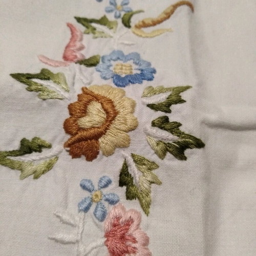 Vintage handmade trousseau pillowcases 1978 new with embroidery