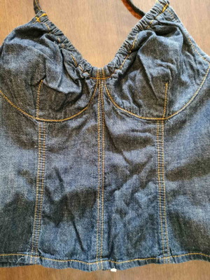 Denim bustier top halter neck, size M, blue