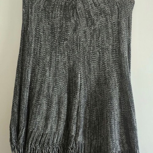 Grey poncho with rolled neck, size Small/Medium, made in Italy