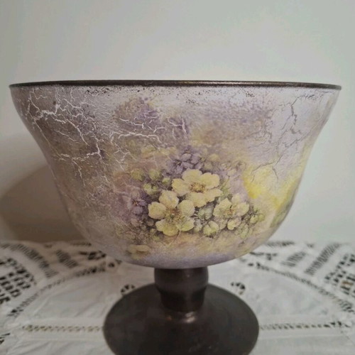 Fruit Bowl Handmade in Pale Colors with Flowers