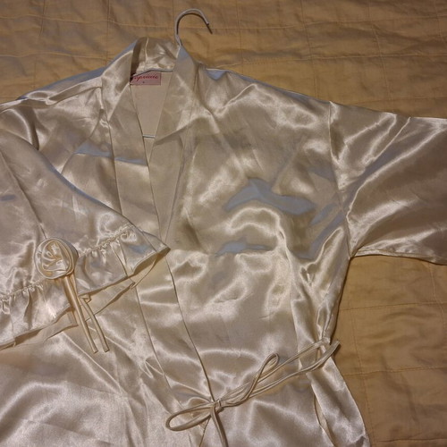 Satin sleepwear set new, nightdress and robe, champagne yellow, small