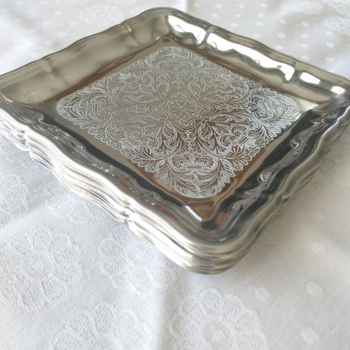 Set of 6 Square Rostfrei 18/C Serving Plates like new
