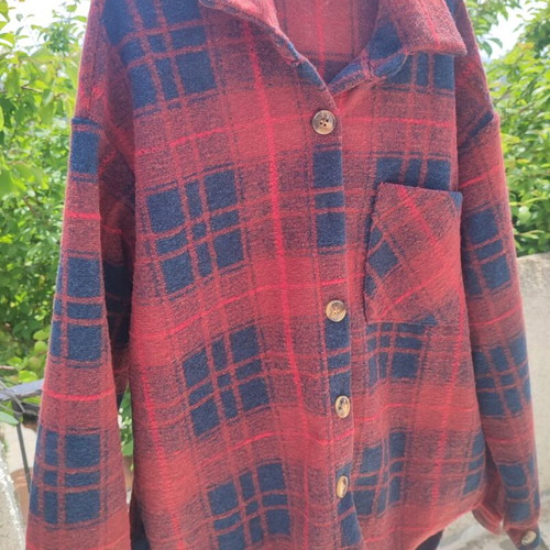 Checked coat-jacket unused, one size, blue and red, 35% wool
