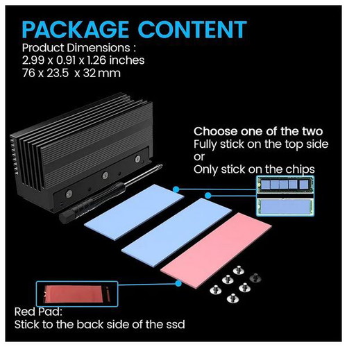 Jeyi M.2 2280 SSD HeatSink Cooler new, heavy duty aluminum