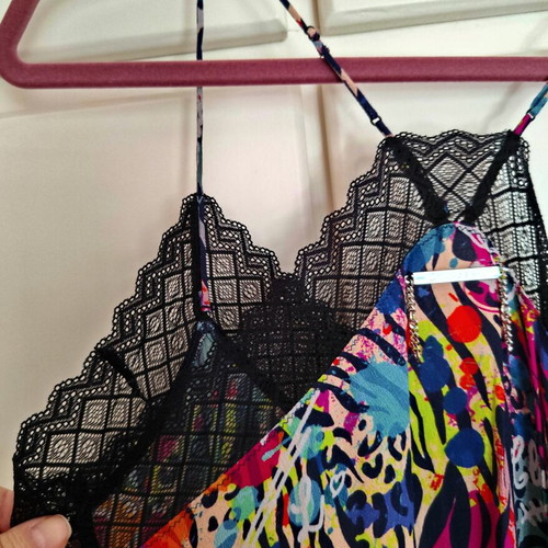 Cloud 9 by L μακρύ πολύχρωμο φόρεμα σε στυλ lingerie με zebra print σαν καινούργιο