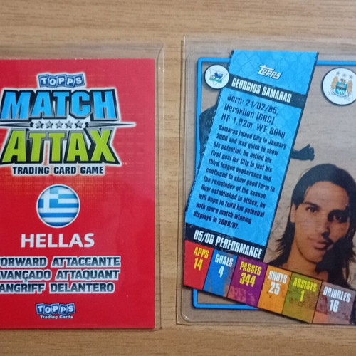 Samaras National Greece Match Attax and Manchester City cards like new pack of 2