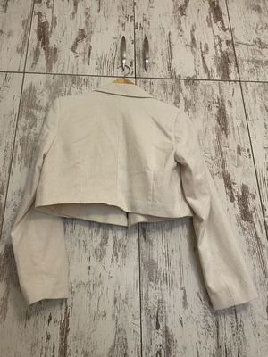 Sinsay Cropped Linen Blazer Beige, size S