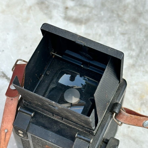 Lubitel 2 camera used with original leather case