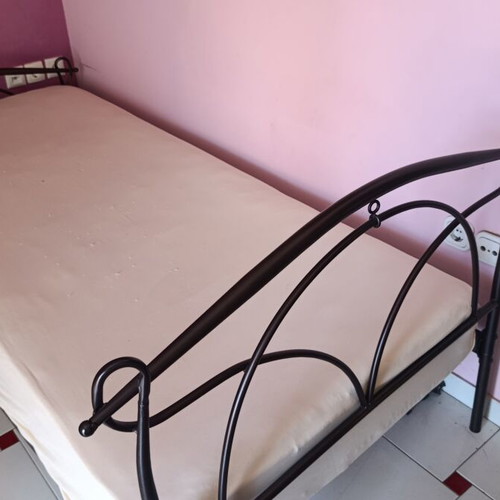 Metal bed 2.00 × 0.89 m, dark brown/black