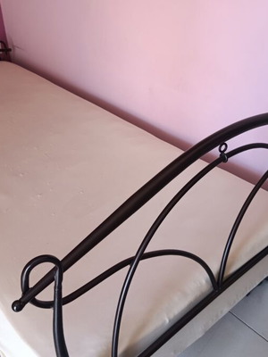 Metal bed 2.00 × 0.89 m, dark brown/black