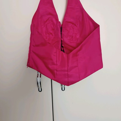 Bustier with high-waist skirt with Swarovski stones in fuchsia color like new