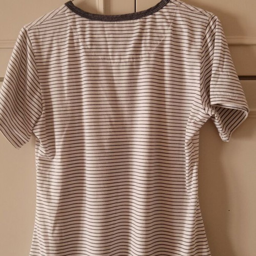 Short-sleeve pajama shirt used, size M, white and gray