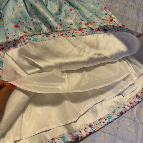 Axel dress size 44 satin like new, blue with floral pattern