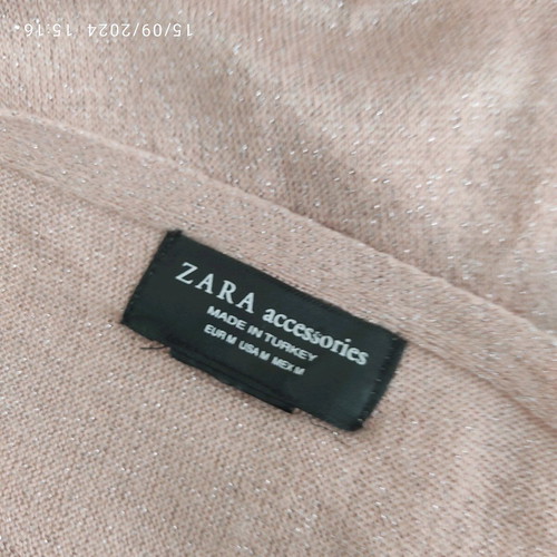 Zara scarf pink large with gold thread new