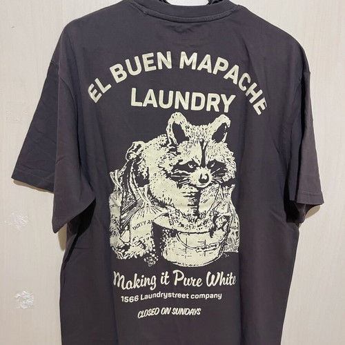 Pull&Bear T Shirt Medium New Dark Gray With Brown Print