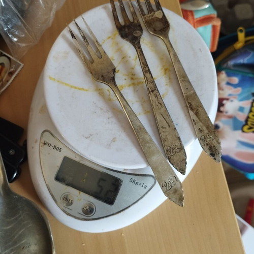 Set of 3 silver 800 forks used with Greek monogram 19th century
