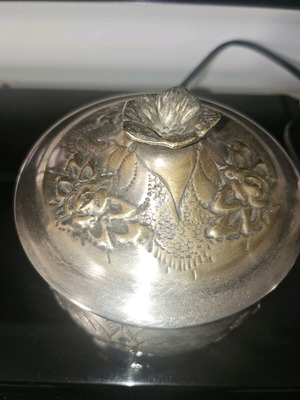 Vintage fondue pot used