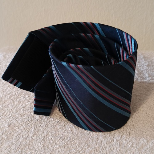 La Pescara men's tie dark blue striped, new