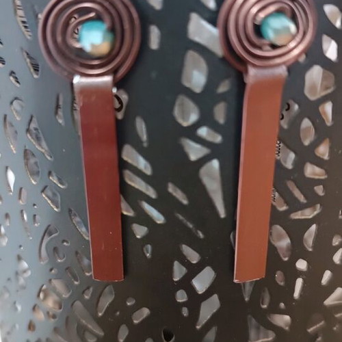 Bronze earrings with turquoise beads new, handmade