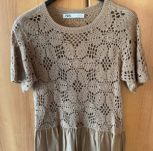 Zara - Λινό μίντι φόρεμα με πλέξιμο