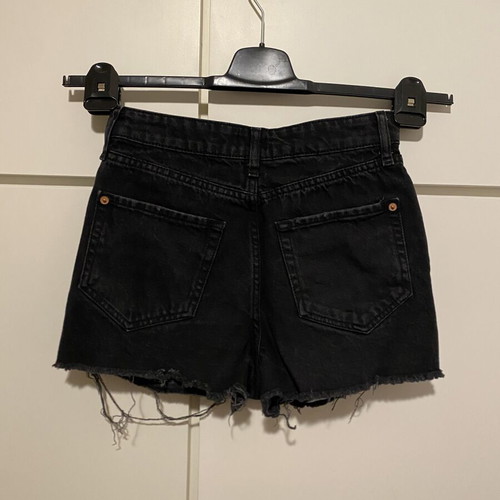 River Island high waisted jean shorts, black
