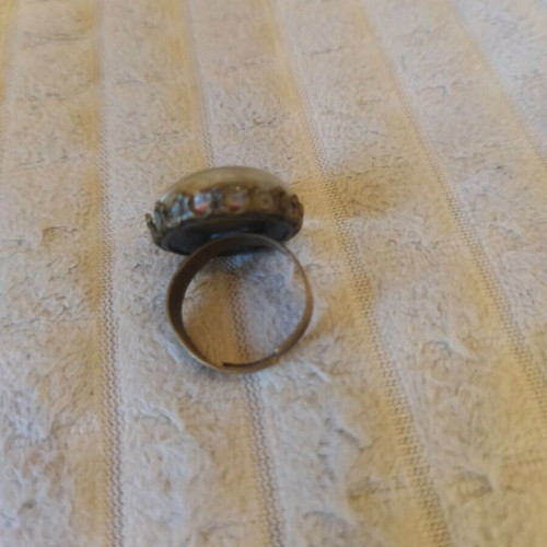 Metal adjustable ring with bronze flower design new