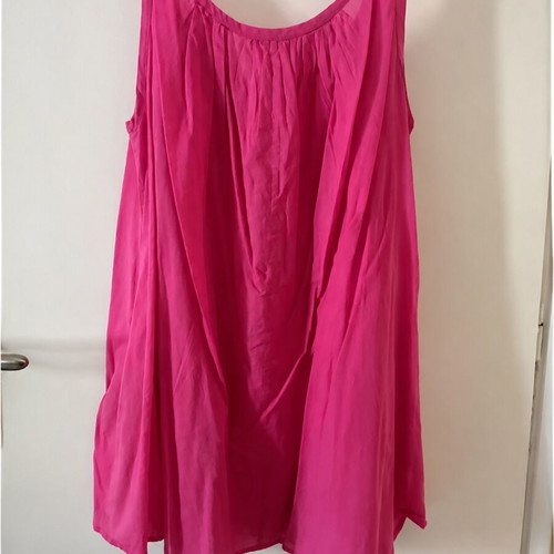 Fuchsia sleeveless blouse dress with pockets