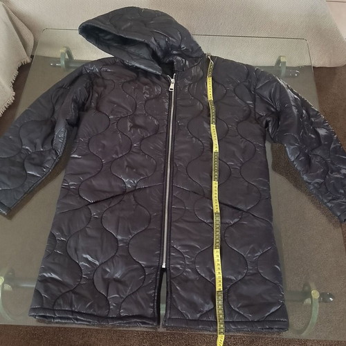 Long women's quilted black jacket like new
