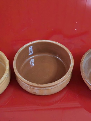 Clay bowls used, set of 3 pieces, 14 cm diameter