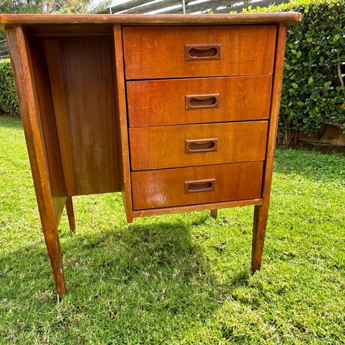Mid-Century Modern desk with built-in bookshelf, Danish design