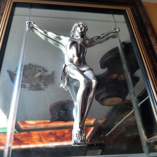 Italian mirror with Christ used, 50×40 cm, gold details