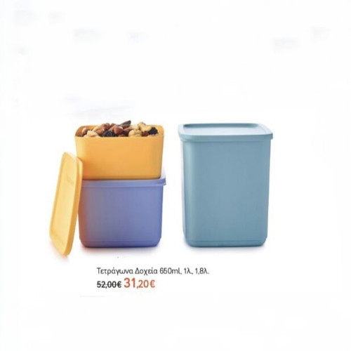 Tupperware square containers set of 3 new (650ml, 1lt, 1.8lt)