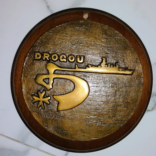 Drogou plaque like new, embossed French corvette emblem