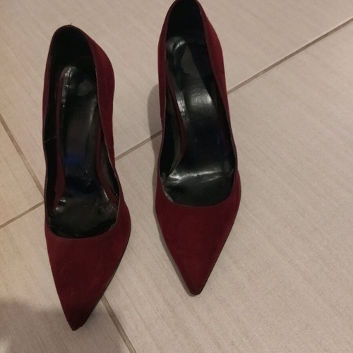 Suede pumps used, burgundy color, size 36, thin heel 8 cm