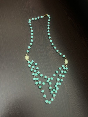 Handmade necklace with rosary-style fastening, turquoise