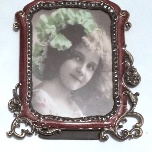 Bronze Retro Photo Frame with Enamel and Rhinestones, New