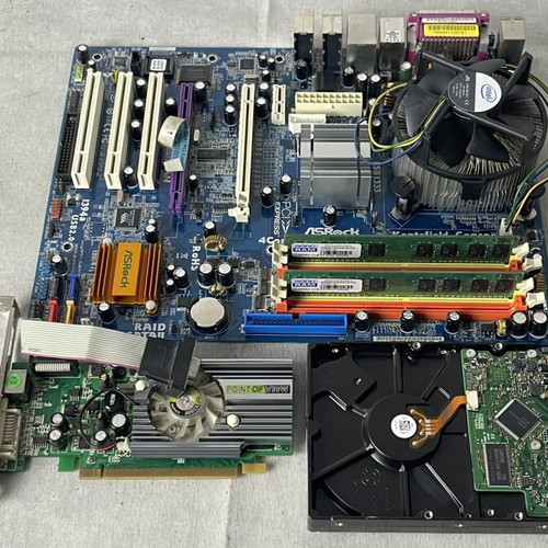 Retro PC Hardware Lot ASRock 4Core1333-eSATA2 Intel CPU 2GB DDR2 250GB SATA HDD GeForce 8400GS used