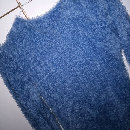 Fuzzy warm blouse dress like new, blue, size S