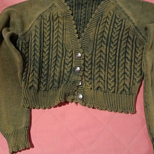 Zara short cardigan like new, cotton, green, size L