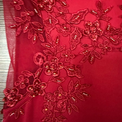 Evening dress with embroidery and side transparencies, mermaid hem M-L like new