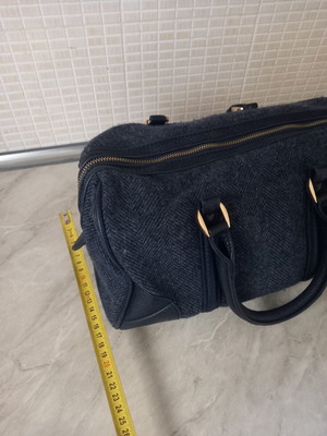 Blue felt handbag used