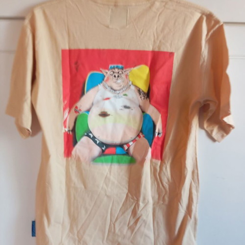 Vintage humorous t shirt Pig Brother, like new, size L-XL, apricot
