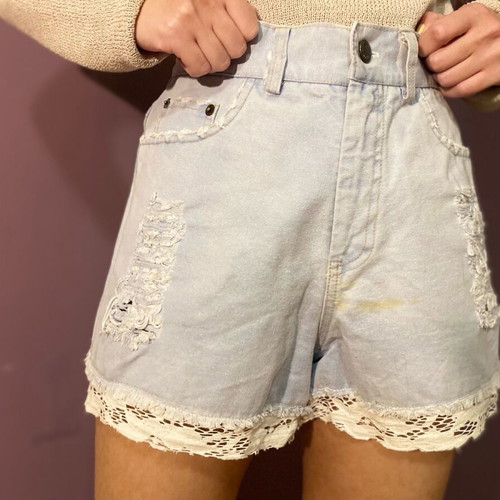 Nidodileda Jean shorts used, size M, white and blue